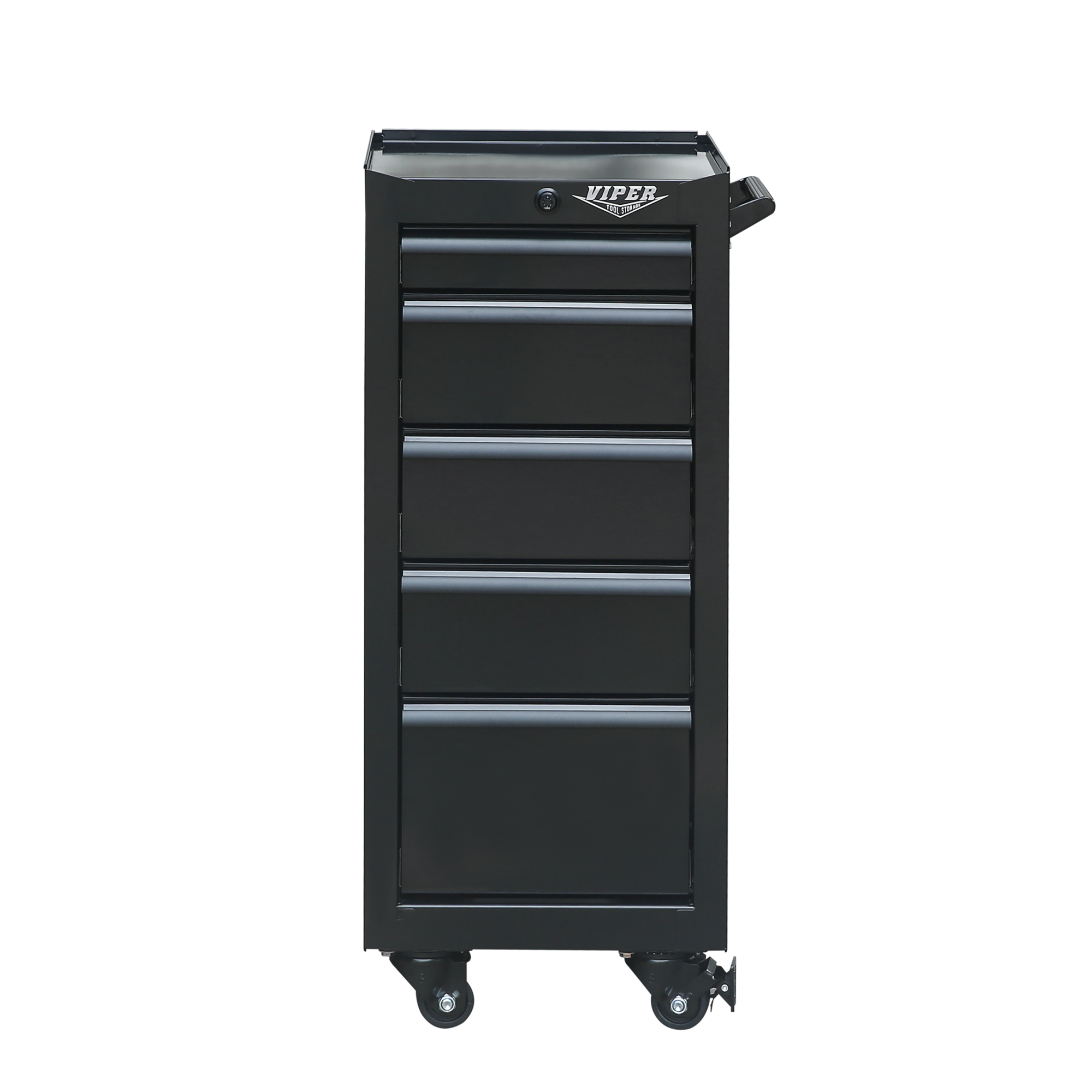 Viper Tool Storage, 5-Drawer 18G Steel Rolling Tool Cart, Width 15.8 in, Height 37.3 in, Color Black, Model# V1605BLR